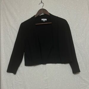 Calvin Klein Black Sweater Blazer with Fitted Silhouette and 3/4 Sleeves